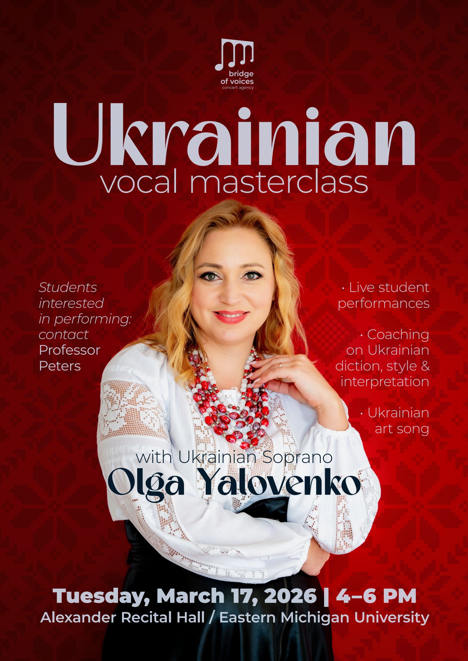 Ukrainian Vocal Masterclass with Olga Yalovenko &mdash; March 17, 2026